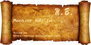 Mentzer Béla névjegykártya